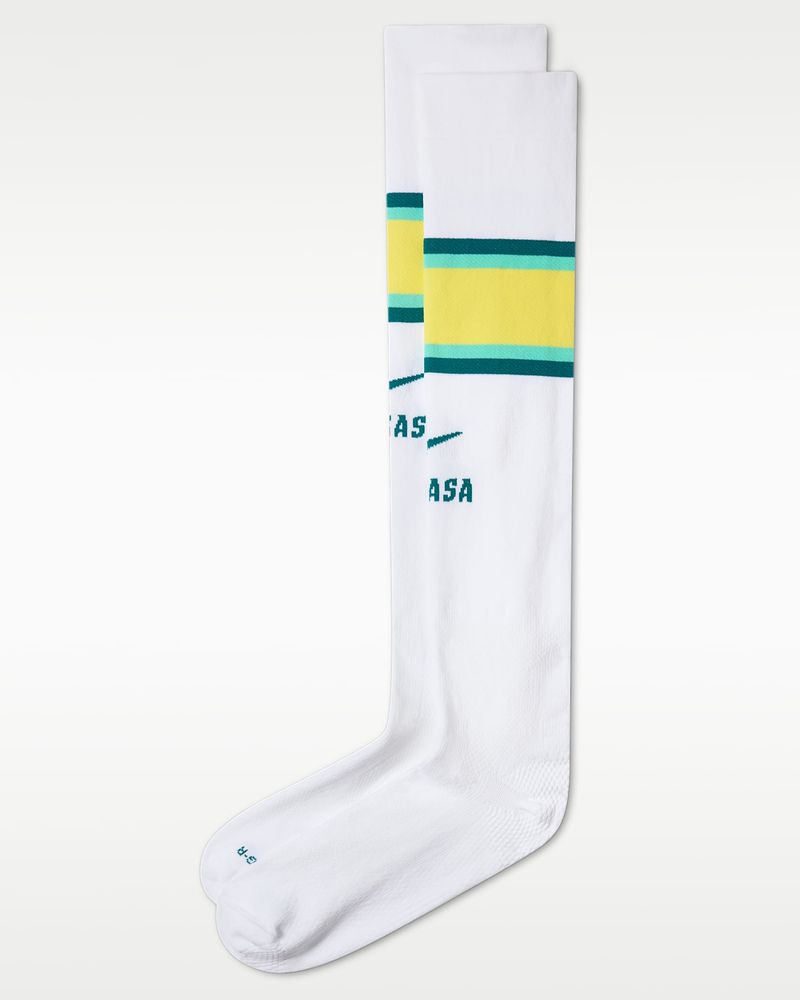 Nike Brasilien VaporFast Heim Dri-FIT ADV kniehohe Fußballsocken - White / Geode Teal