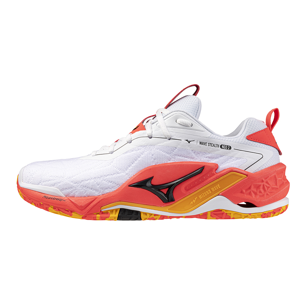 Mizuno WAVE STEALTH NEO 2 - White/Fiery Coral 2/Citrus