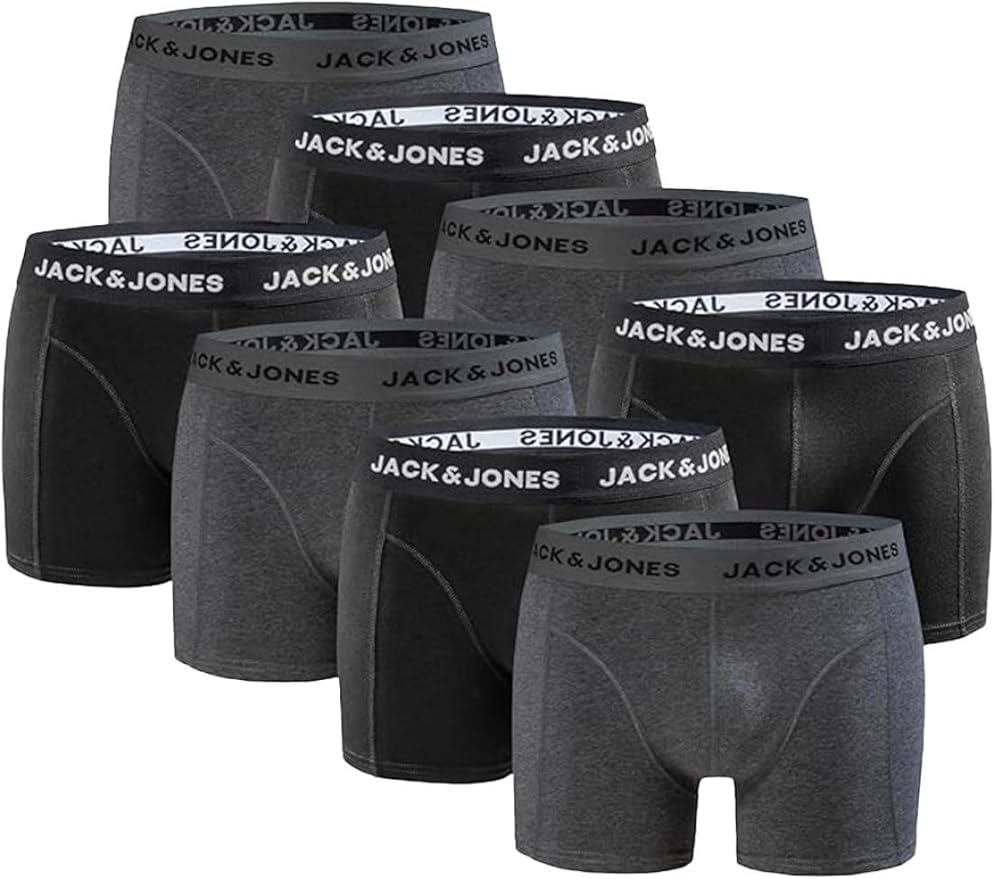 JACK & JONES Herren Unterhosen-Pack Trunks 8er Pack 12259926, Dark Grey Melange/Mix 8