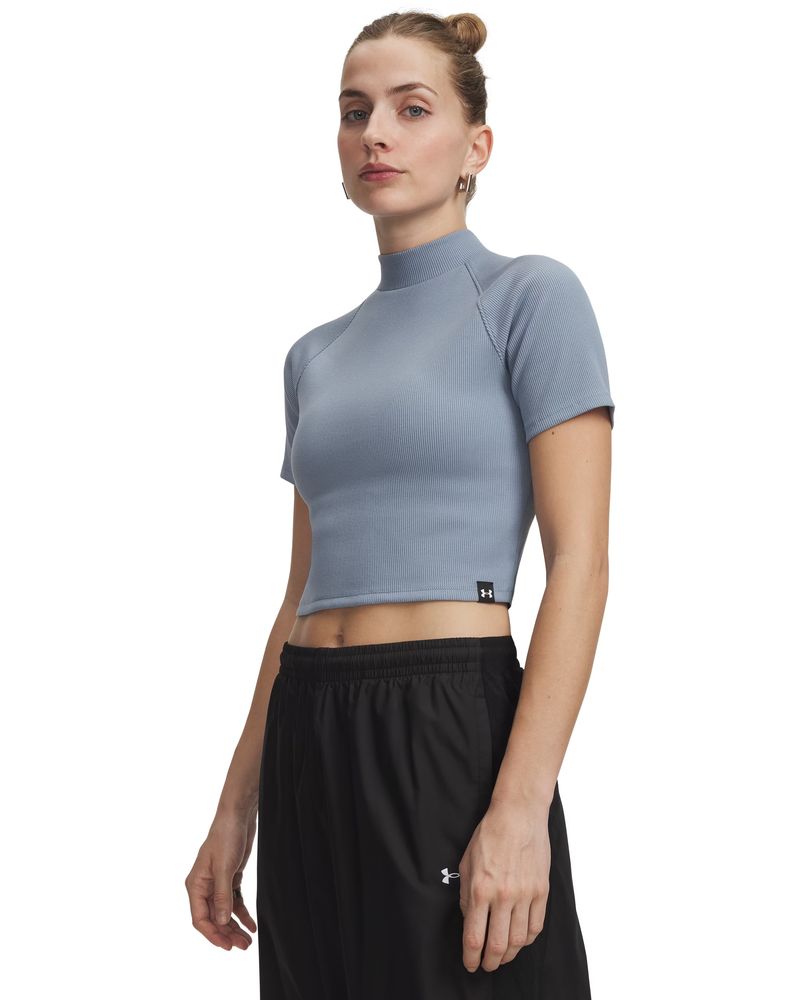 Under Armour Ua Rival Rib Mock Ss Tee - blue wind