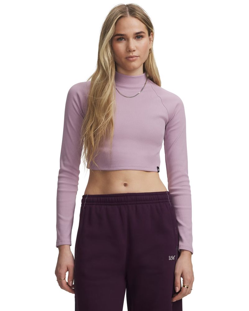 Under Armour Ua Riv Rib Mock Ls - mauve pink