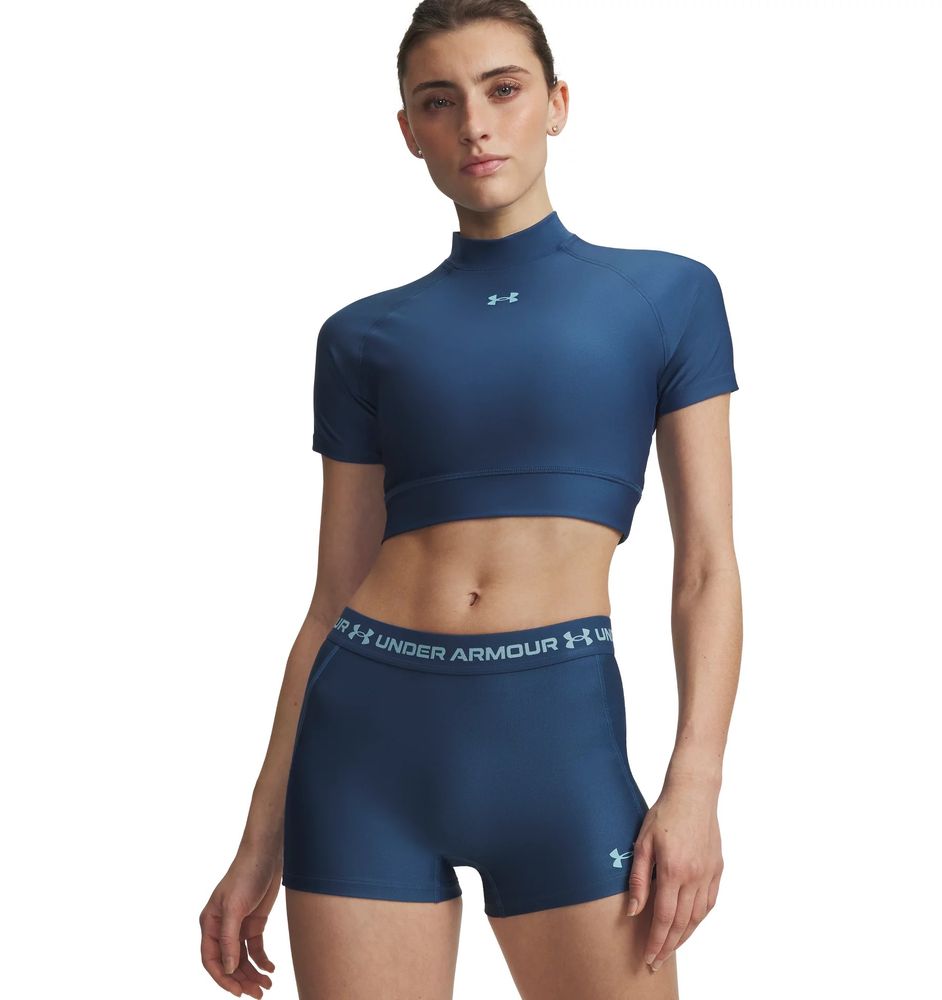 Under Armour Heatgear Crop Mock Ss - wham blue