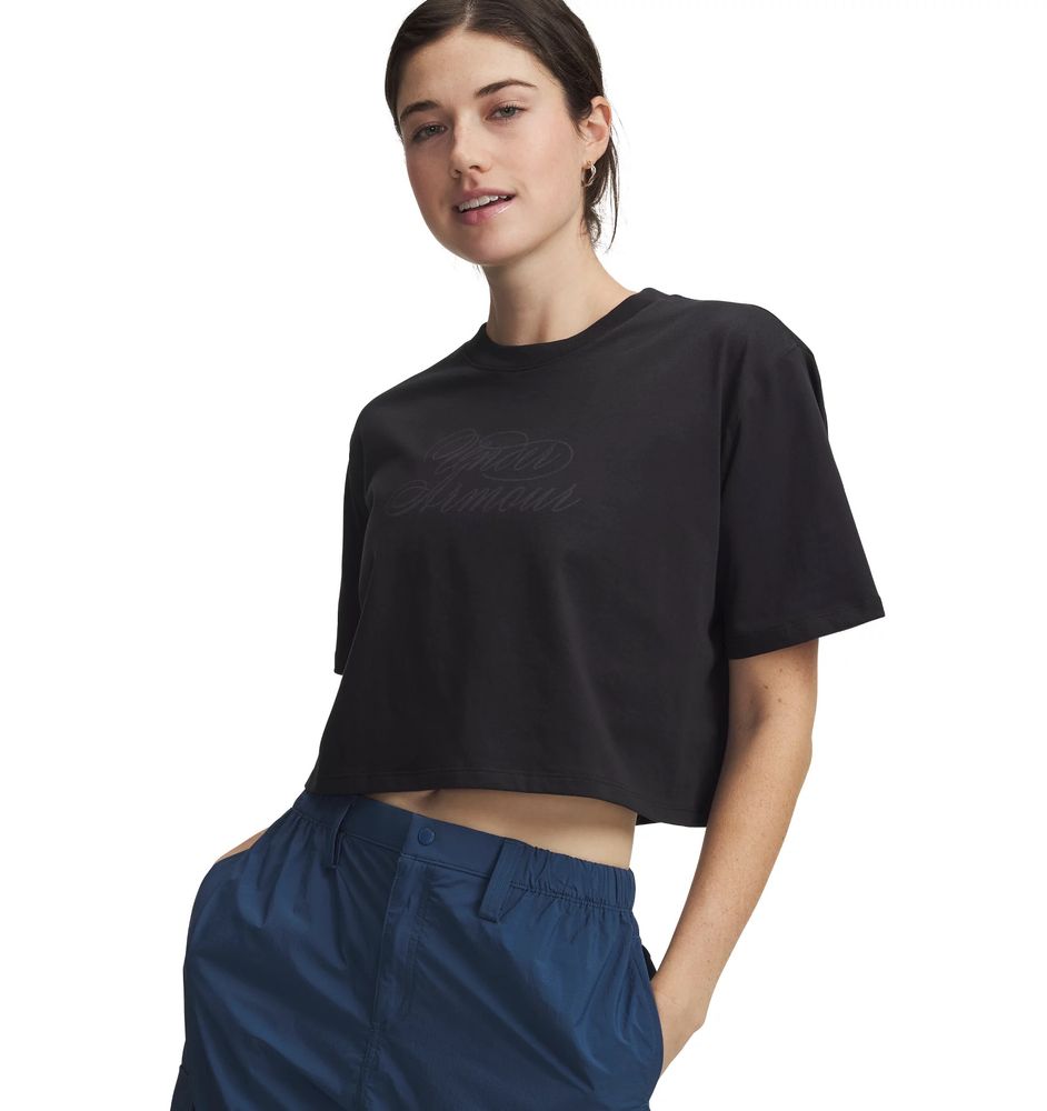 Under Armour Ua W Scriptheart Crop Ss - black
