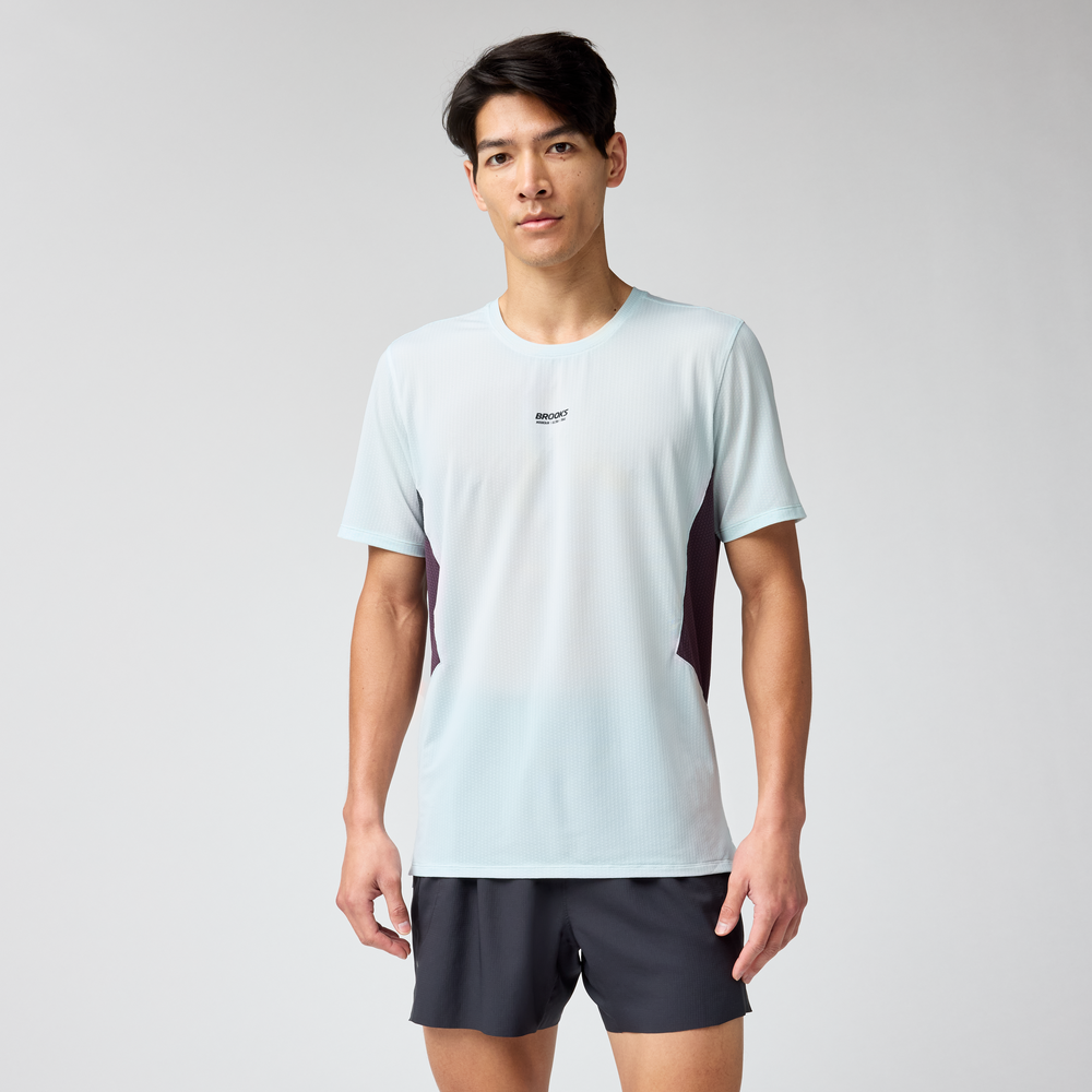 Brooks High Point Short Sleeve 2.0 - stride blue/dk russet