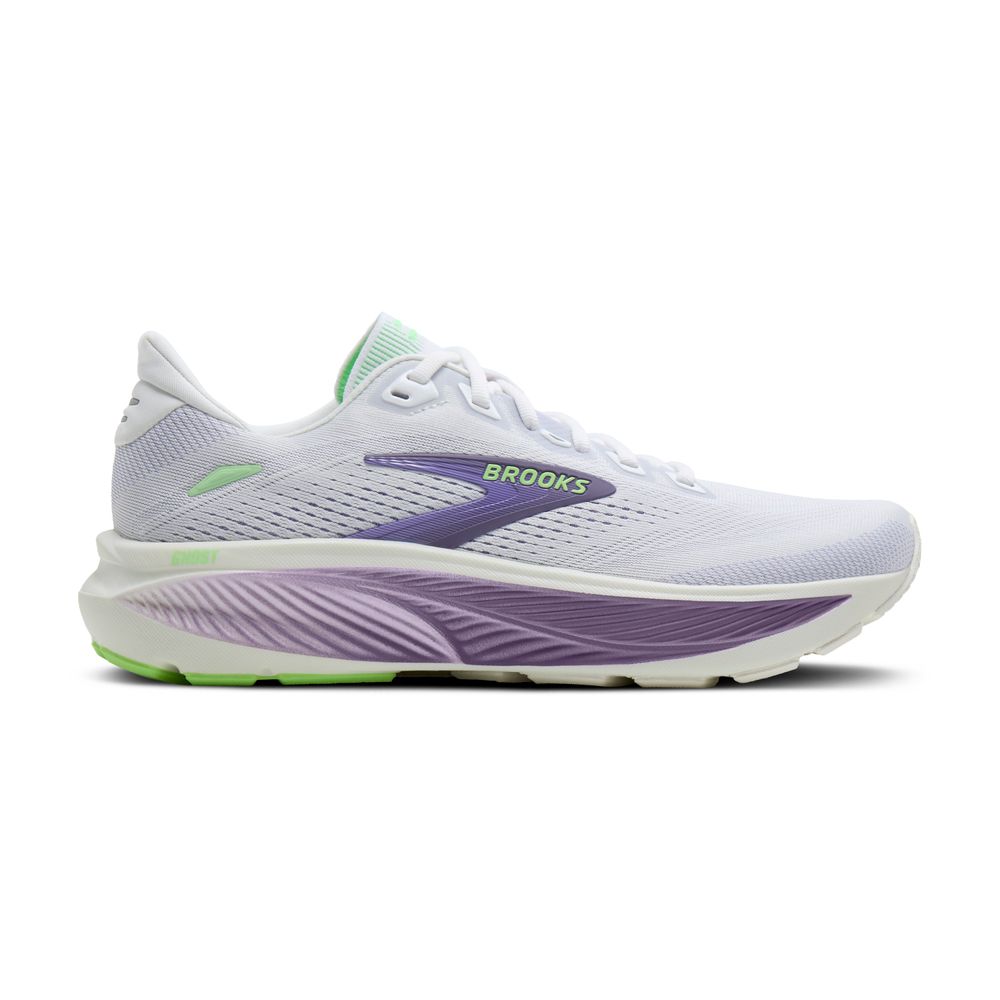 Brooks Ghost 18 - white/purple hebe/green