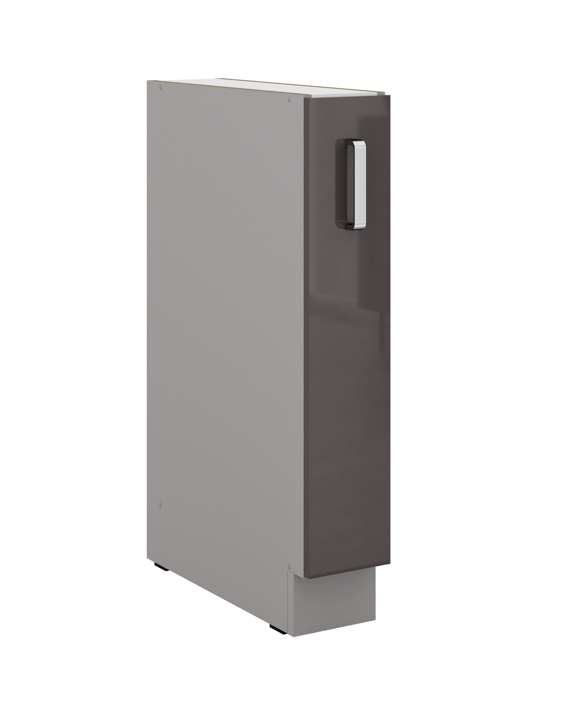 Küche Bianca Grey Hochglanz Grau Unterschrank 15 cm Schrankauszug Küchenschrank