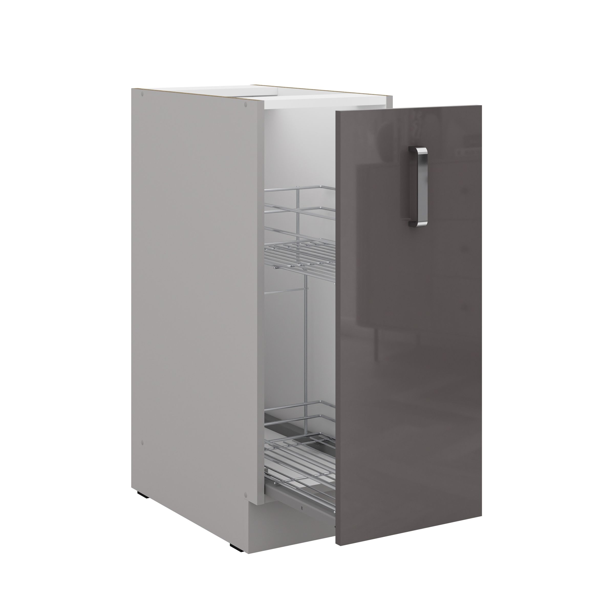 Küche Bianca Grey Hochglanz Grau Unterschrank 30 cm Schrankauszug Küchenschrank