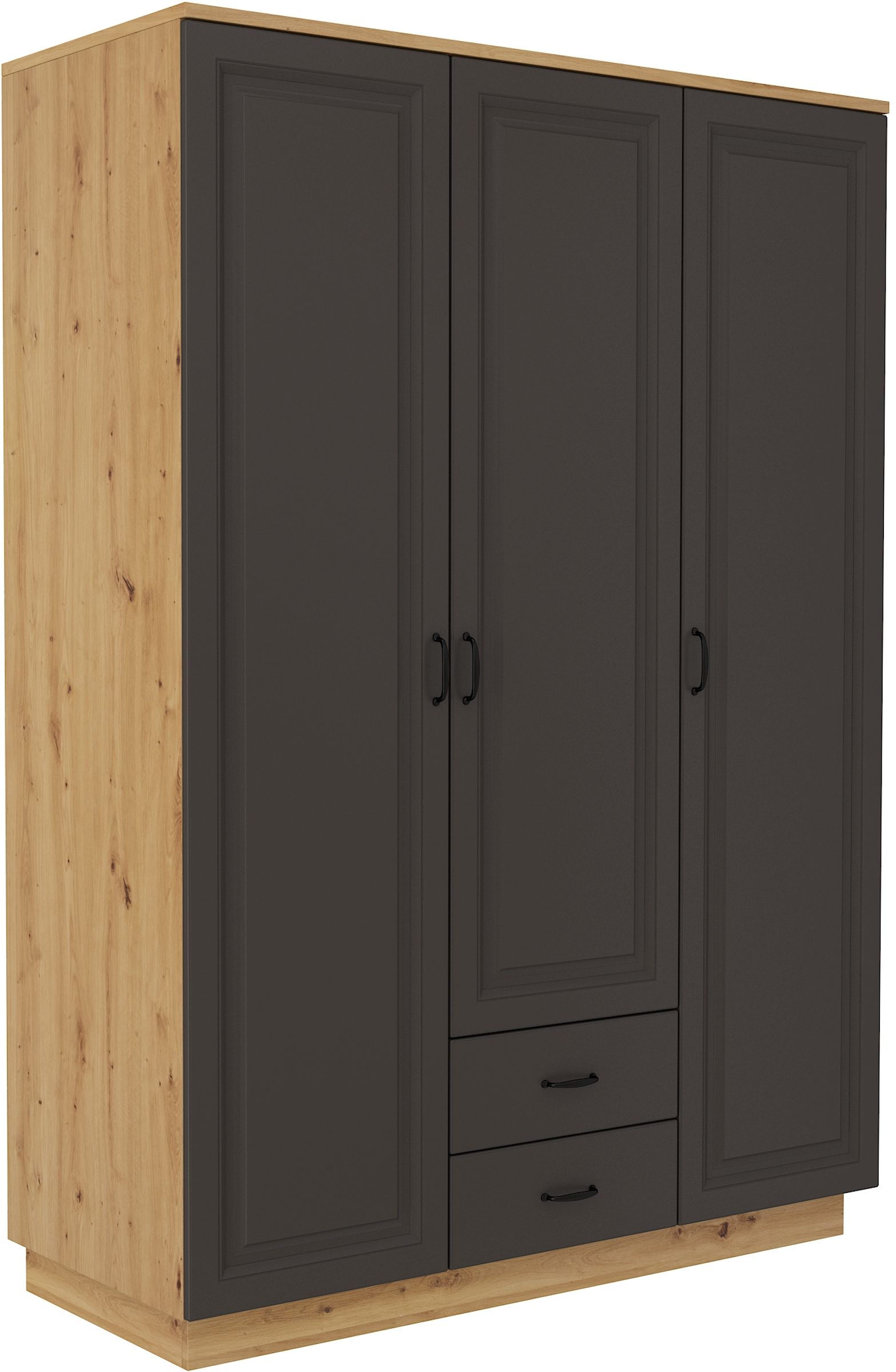 Kleiderschrank Stilo 180 cm Garderobenschrank Landhaus Grau Eiche Artisan Buffet