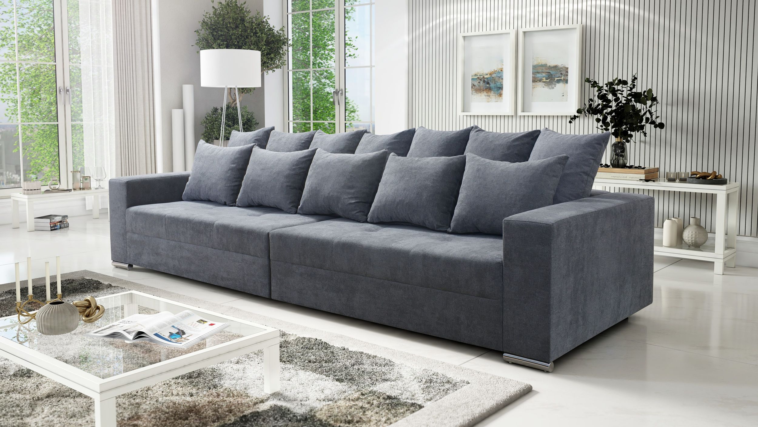 Modernes Big Sofa Wohnlandschaft Sofa Couch Jumbo XXL 3 - hellgrau