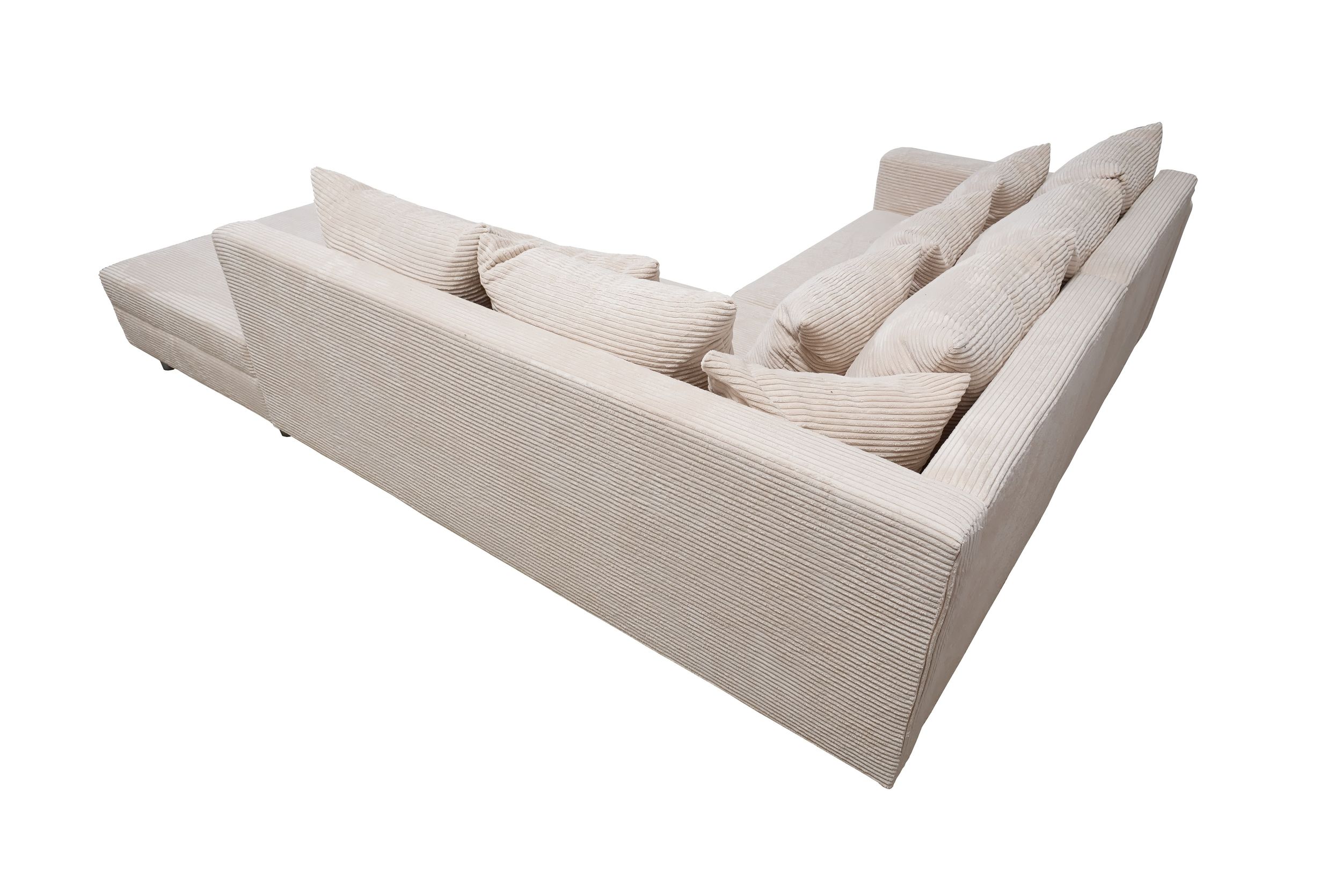 Wohnlandschaft Sofa Couch Ecksofa Eckcouch Cordstoff beige + Hocker Minsk R