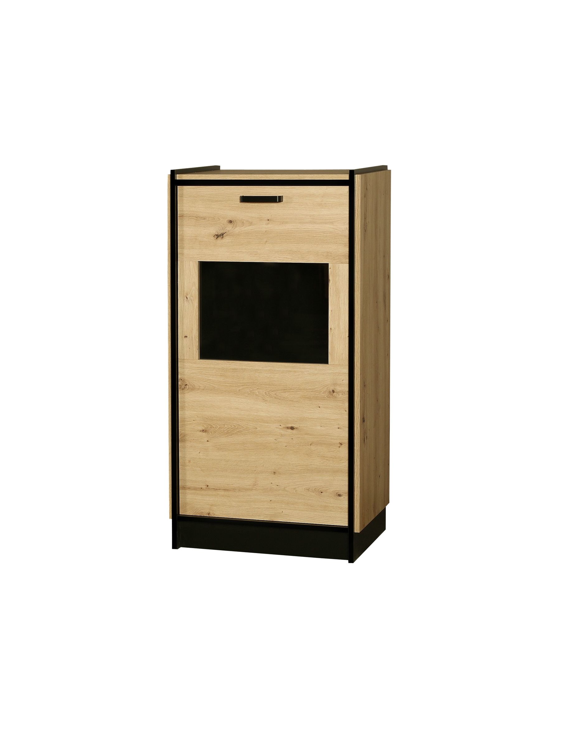 Vitrine Karia Kommode Anbauwand Schrankwand Esszimmer Eiche Artisan + Schwarz
