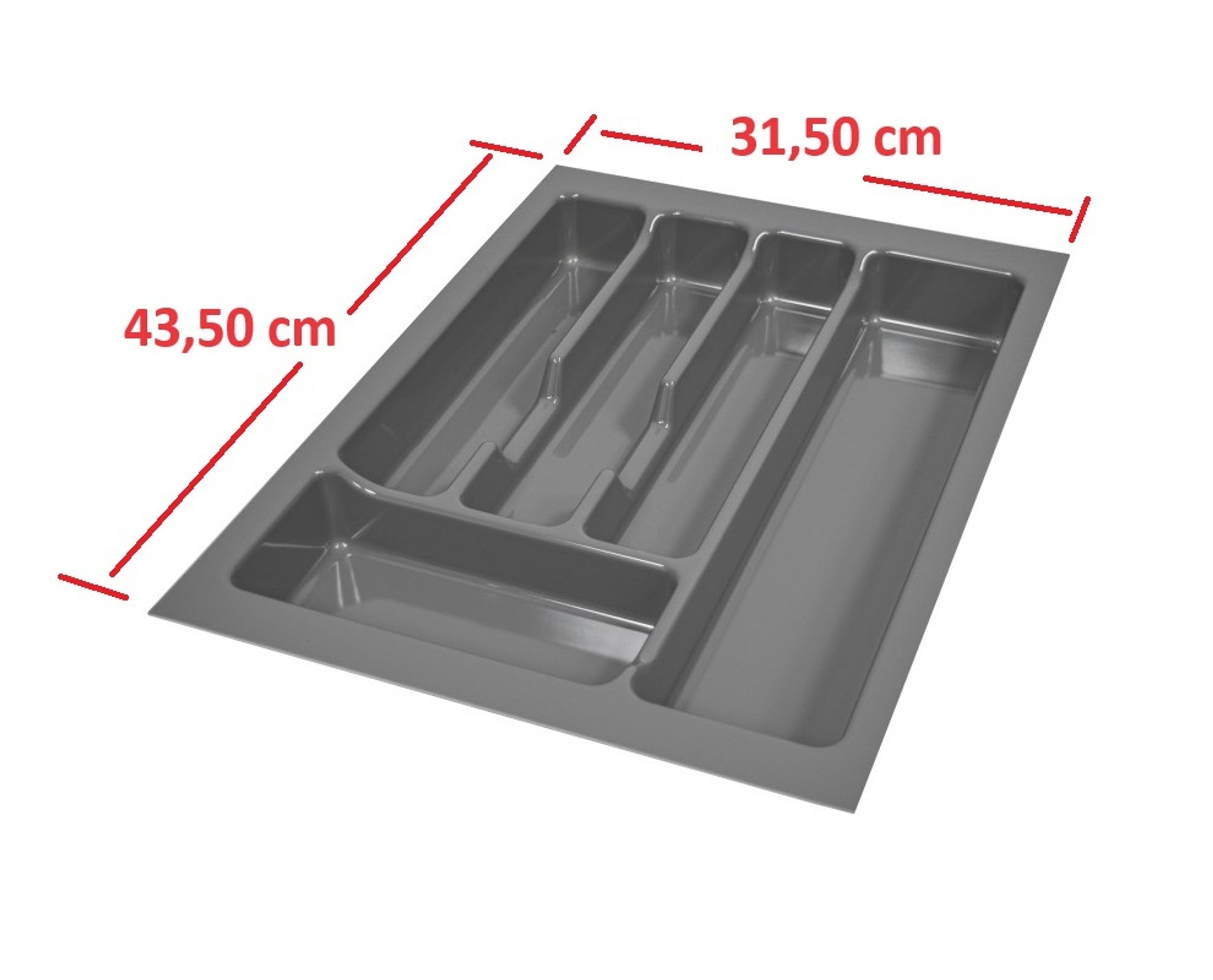 Besteckeinsatz Besteckkasten 40 cm Schubkasten grau