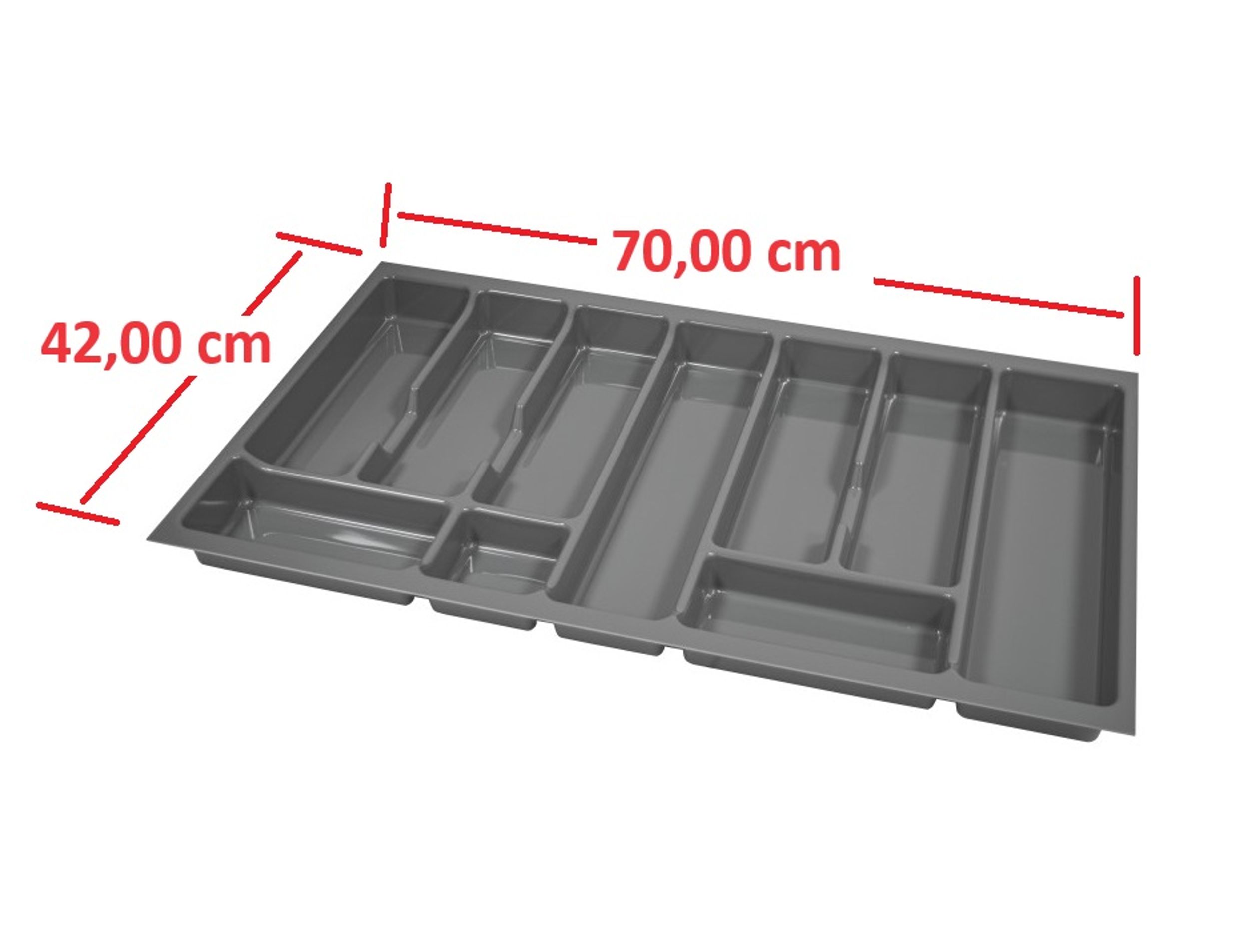 Besteckeinsatz Besteckkasten 80 cm Schubkasten grau
