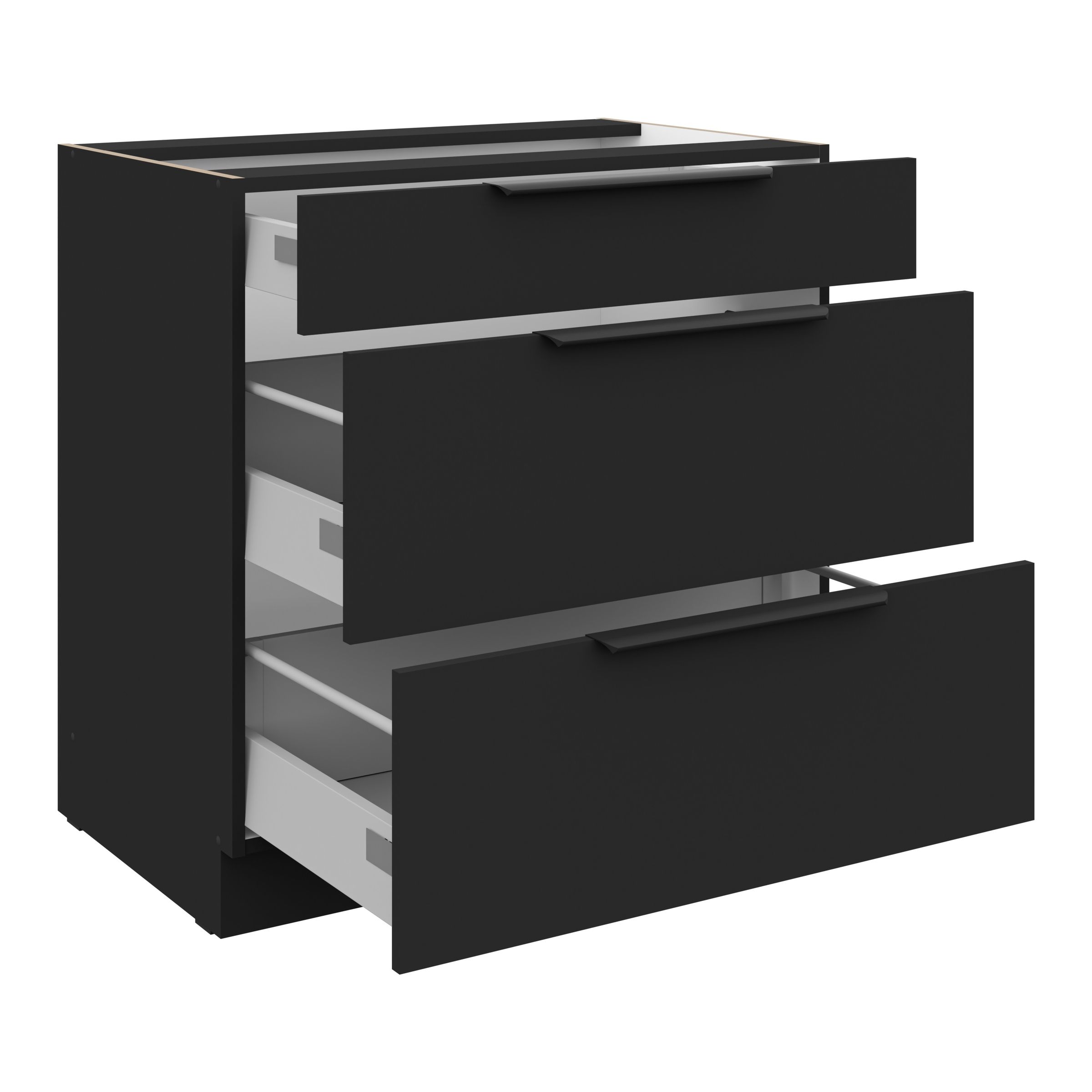 Küchen Unterschrank 80 cm SIENA Schwarz Vollauszug Soft-Close Küche Küchenzeile