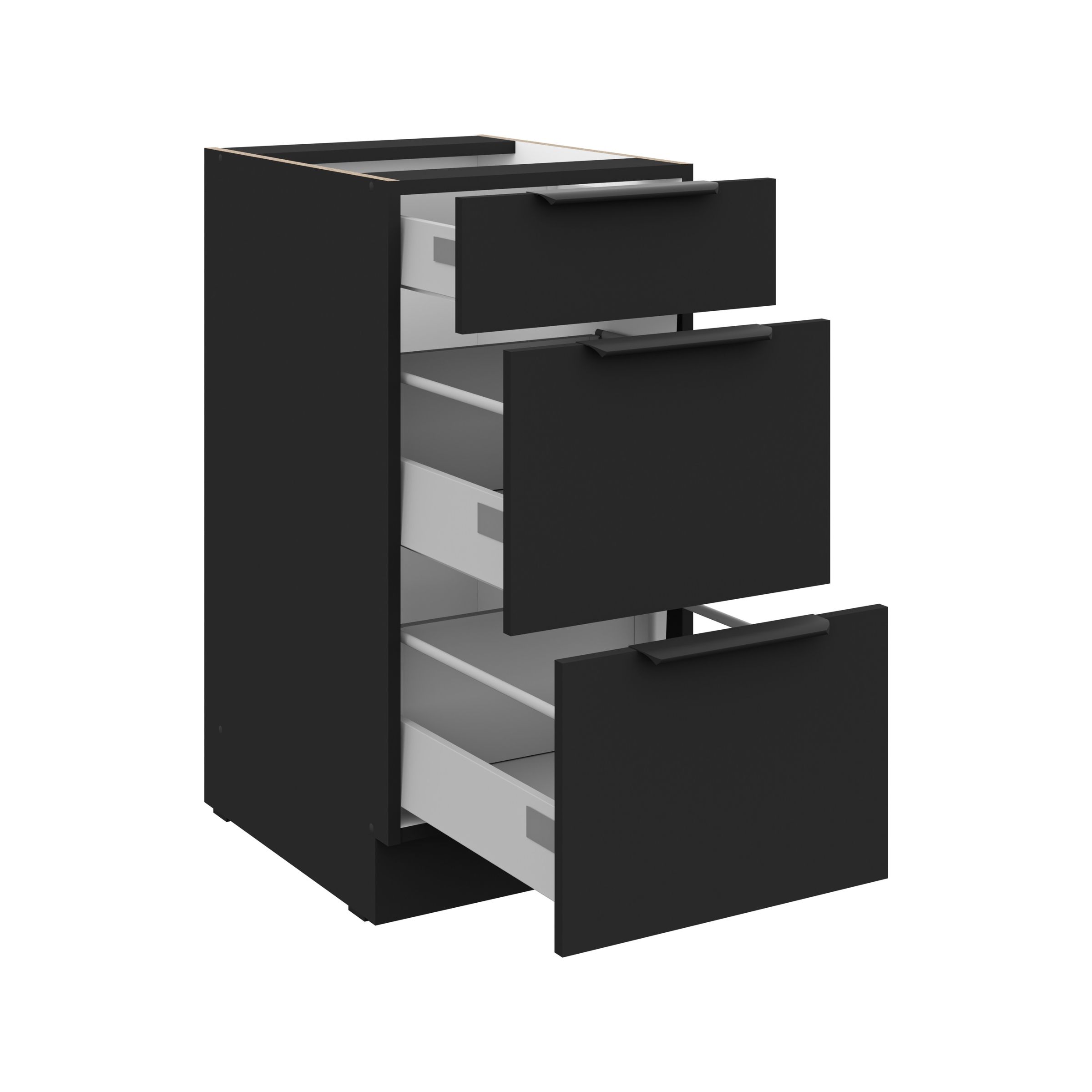 Küchen Unterschrank 40 cm SIENA Schwarz Vollauszug Soft-Close Küche Küchenzeile
