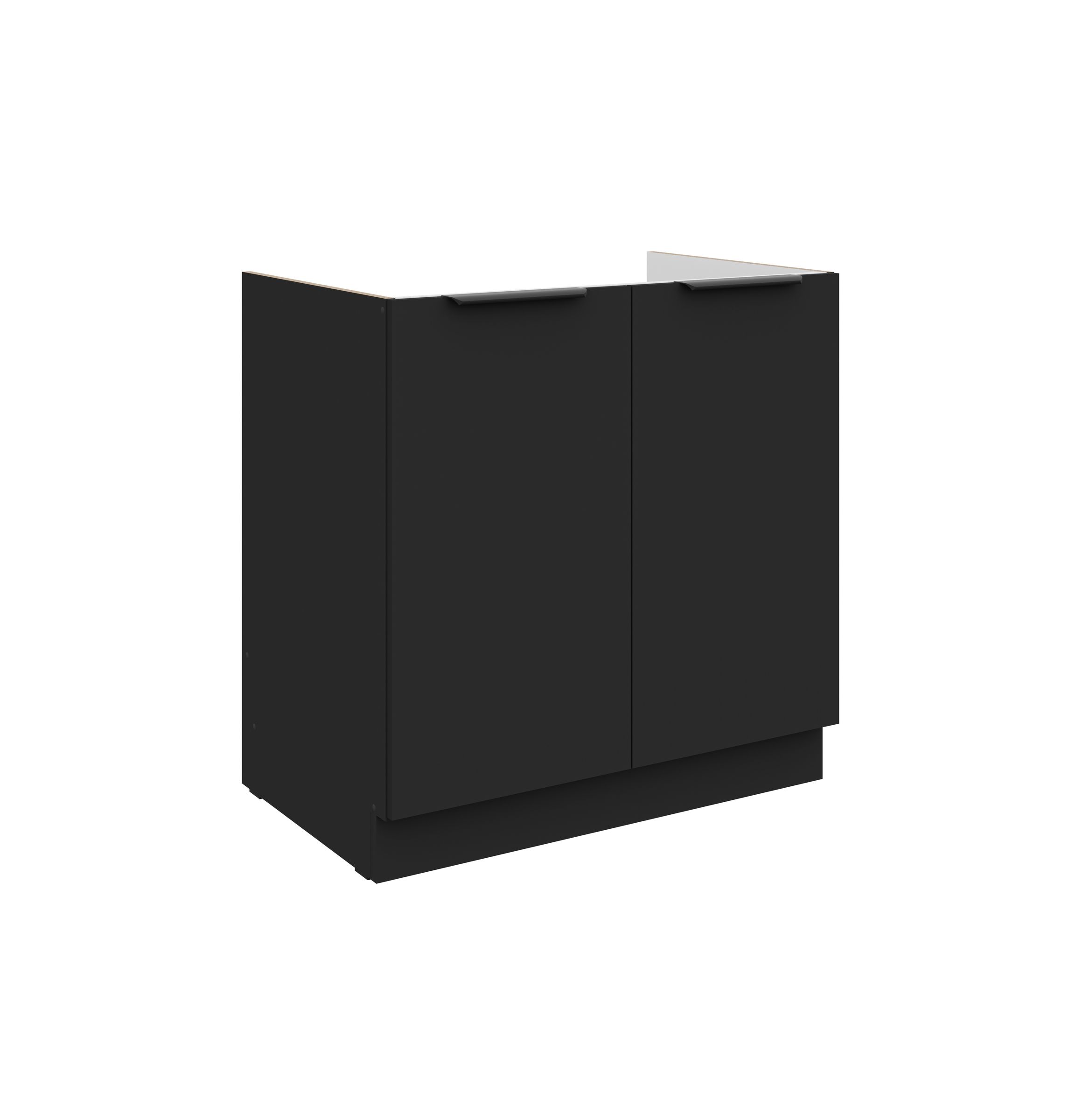 Küchen Spülenunterschrank 80 cm SIENA Schwarz Küche Küchenzeile Küchenblock