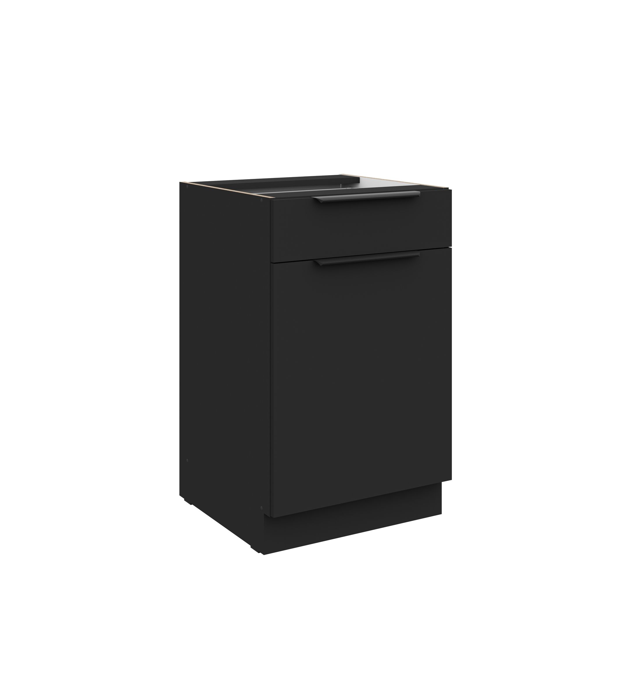 Küchen Unterschrank 50 cm SIENA Schwarz Vollauszug Soft-Close Küche Küchenzeile
