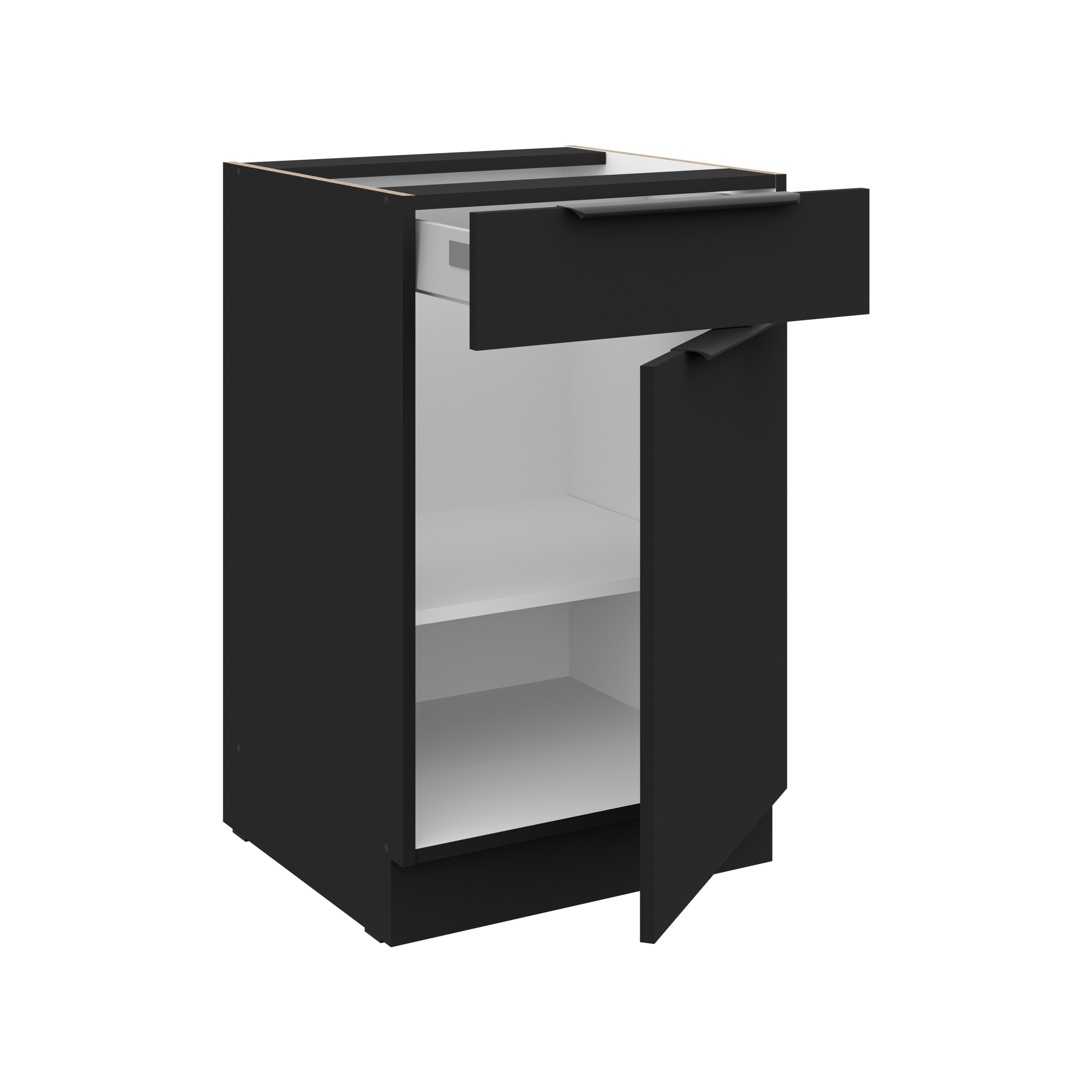 Küchen Unterschrank 50 cm SIENA Schwarz Vollauszug Soft-Close Küche Küchenzeile