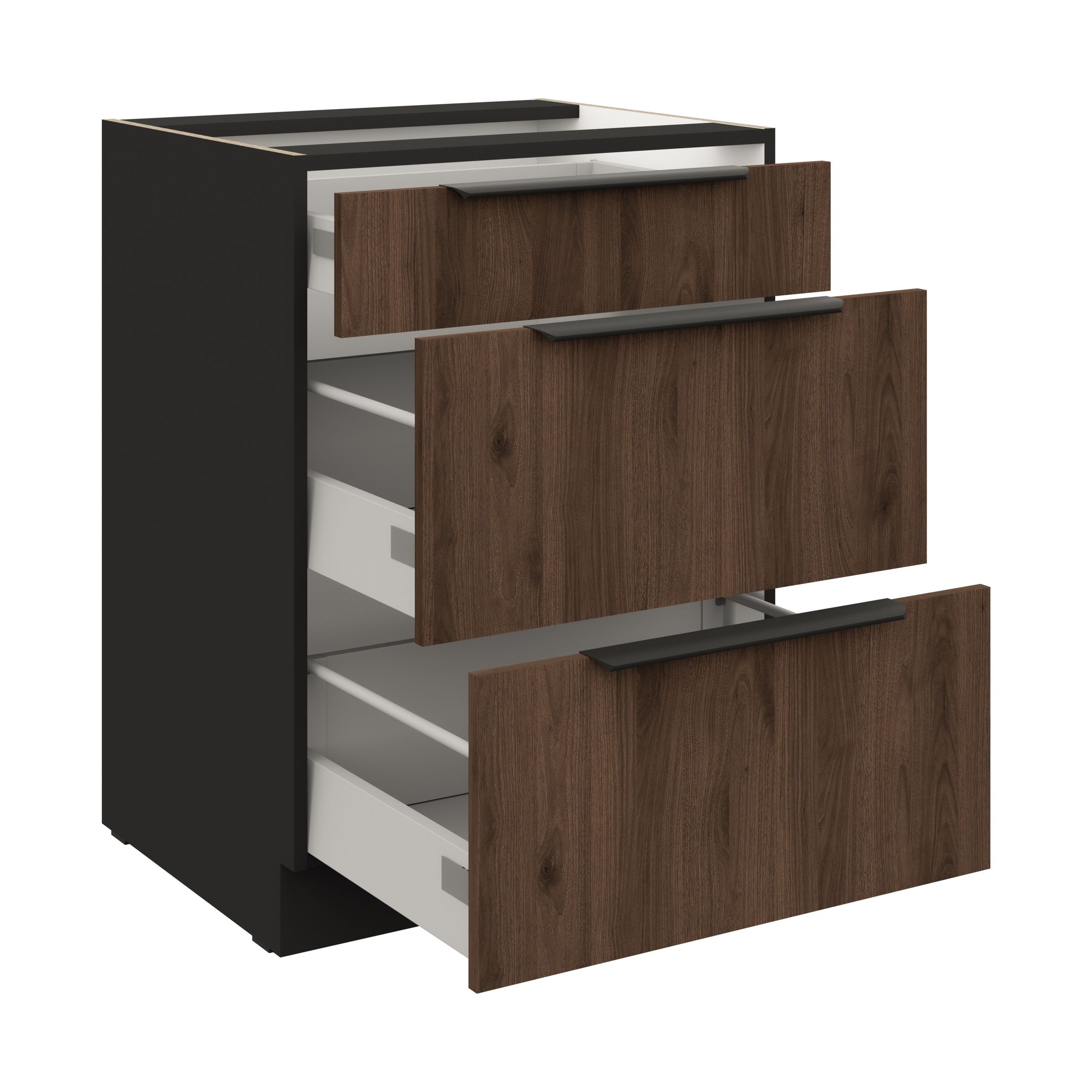 Küchen Unterschrank 60 cm Küche MONZA Okapi Nußbaum Soft-Close Küchenzeile