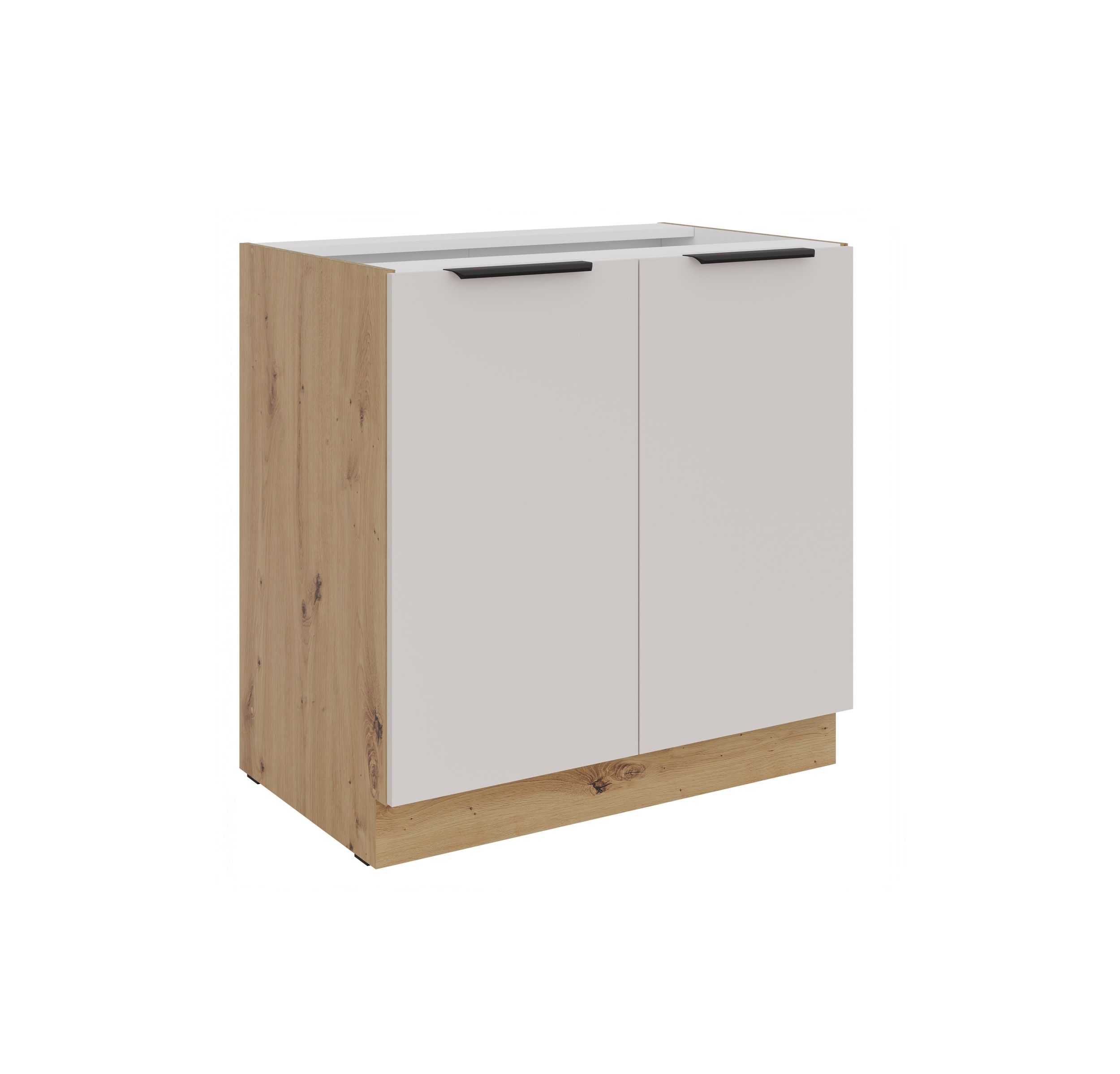 Küchen Unterschrank 80 cm Küche SOLANO Kaschmir beige matt + Eiche Artisan matt Küchenzeile Küchenblock Küche Einbauküche