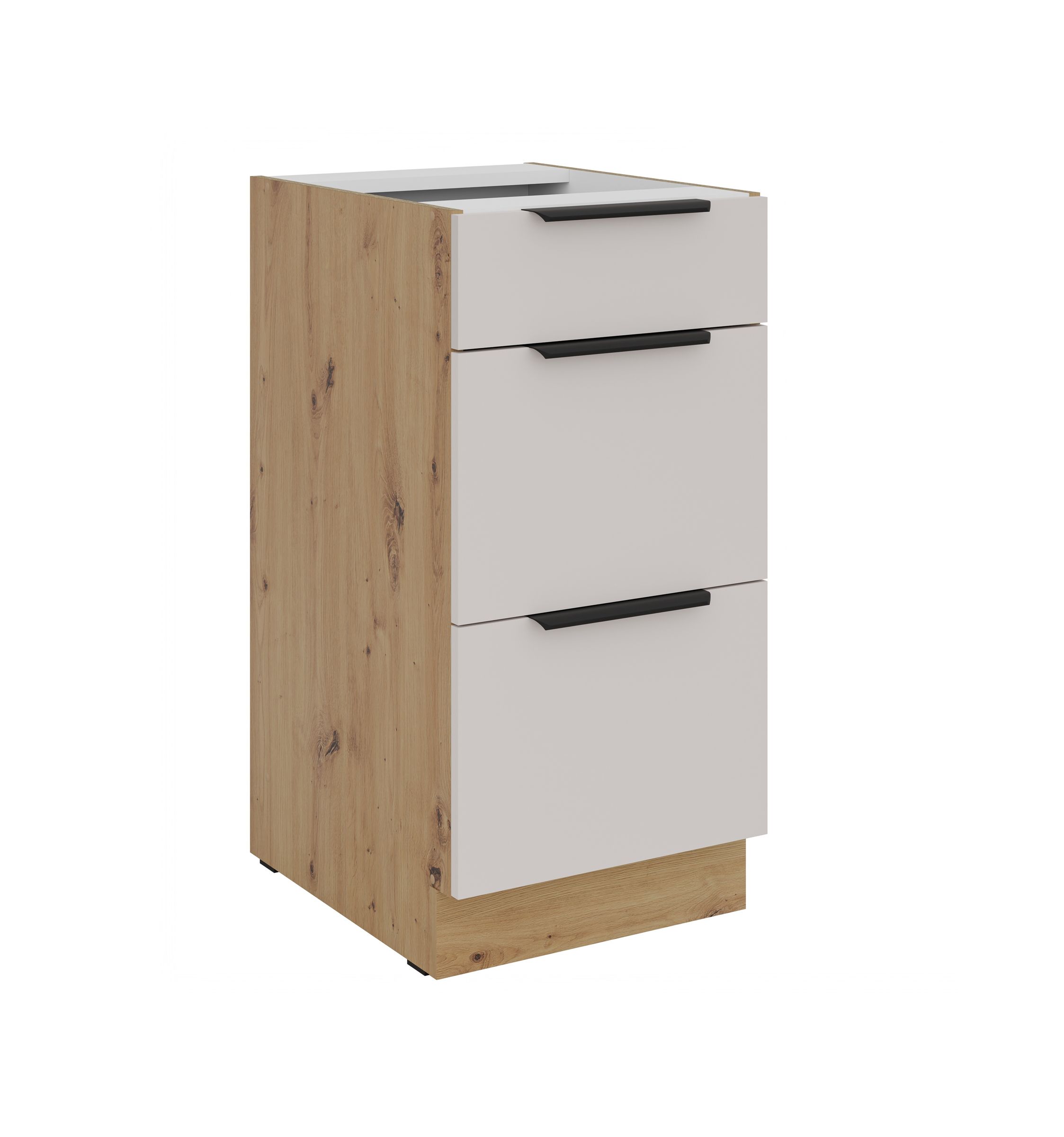 Küchen Unterschrank 40 cm Küche SOLANO Kaschmir beige matt + Eiche Artisan matt Soft-Close Küchenzeile Küchenblock