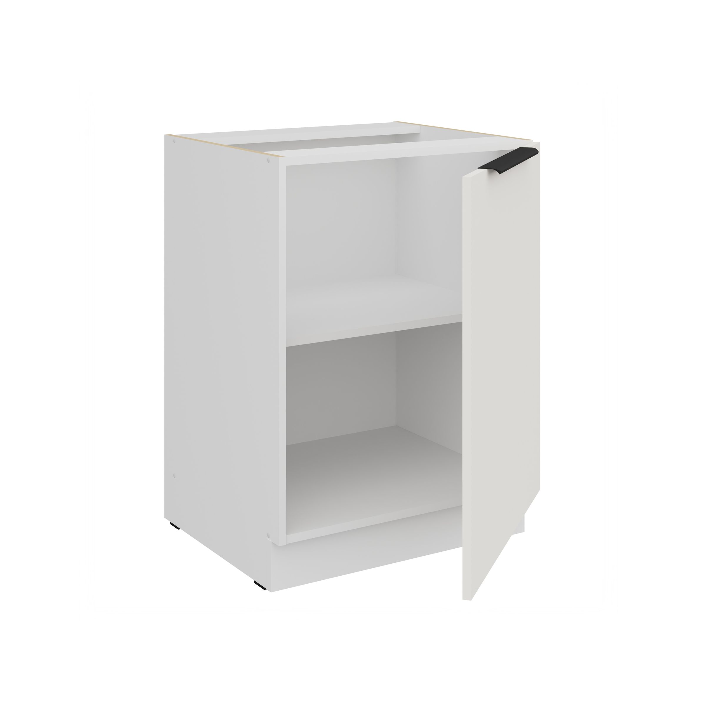 Küchen Unterschrank 60 cm Küche ARIA Weiss ultra matt + Weiss matt, hochwertige Fronten mit Anti Fingerprint Beschichtung Küchenzeile Küchenblock