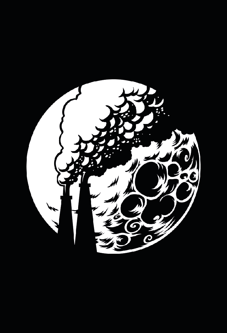 Cyroline-Print-T-Shirt-Mond-Schlot-Industrie-Motiv--Schornsteine-Design--Mond-Motiv--Urban-Art--Industrie-Kunst--Nacht-Design--Minimal-Art--Schwarz-Weiss-Design--Fabrik-Motiv--Industr.png