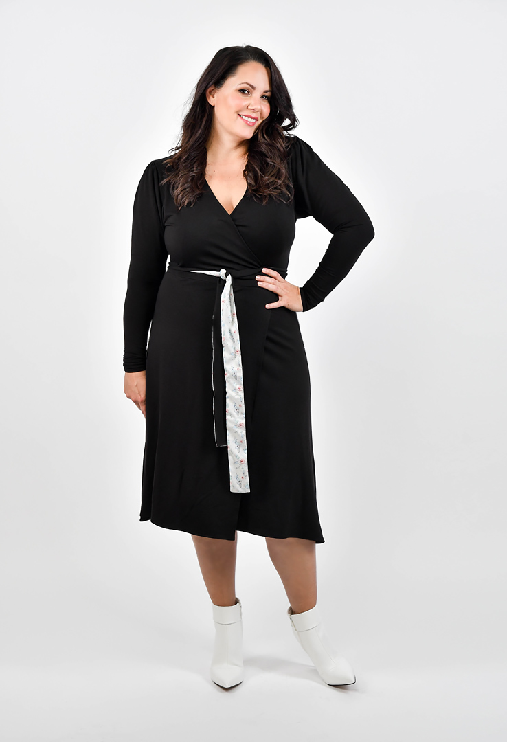 Jerseykleid in Wickeloptik