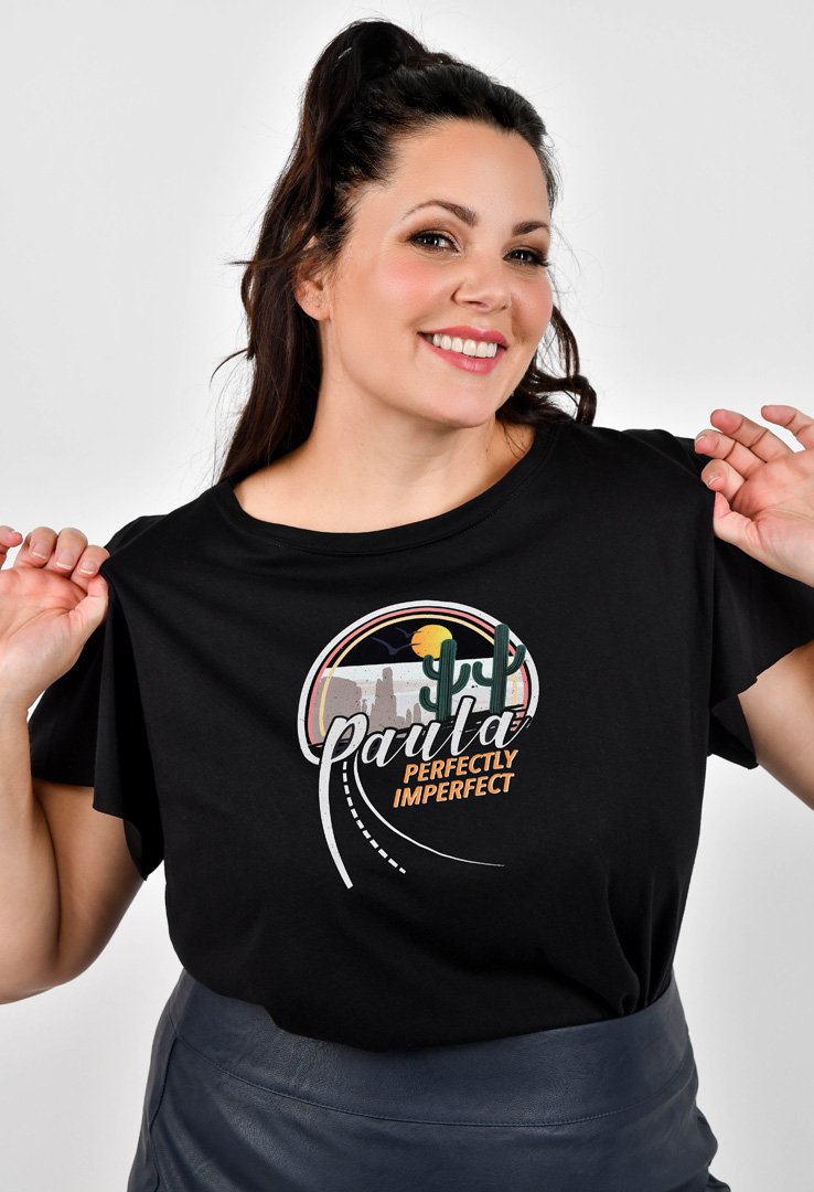 T-Shirt "Perfectly Imperfect" in schwarz