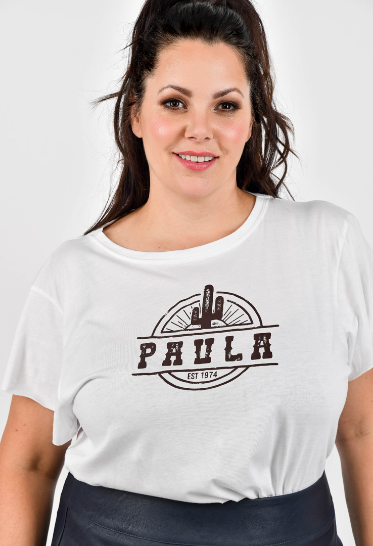 T-Shirt "Paula est 1974" in weiss