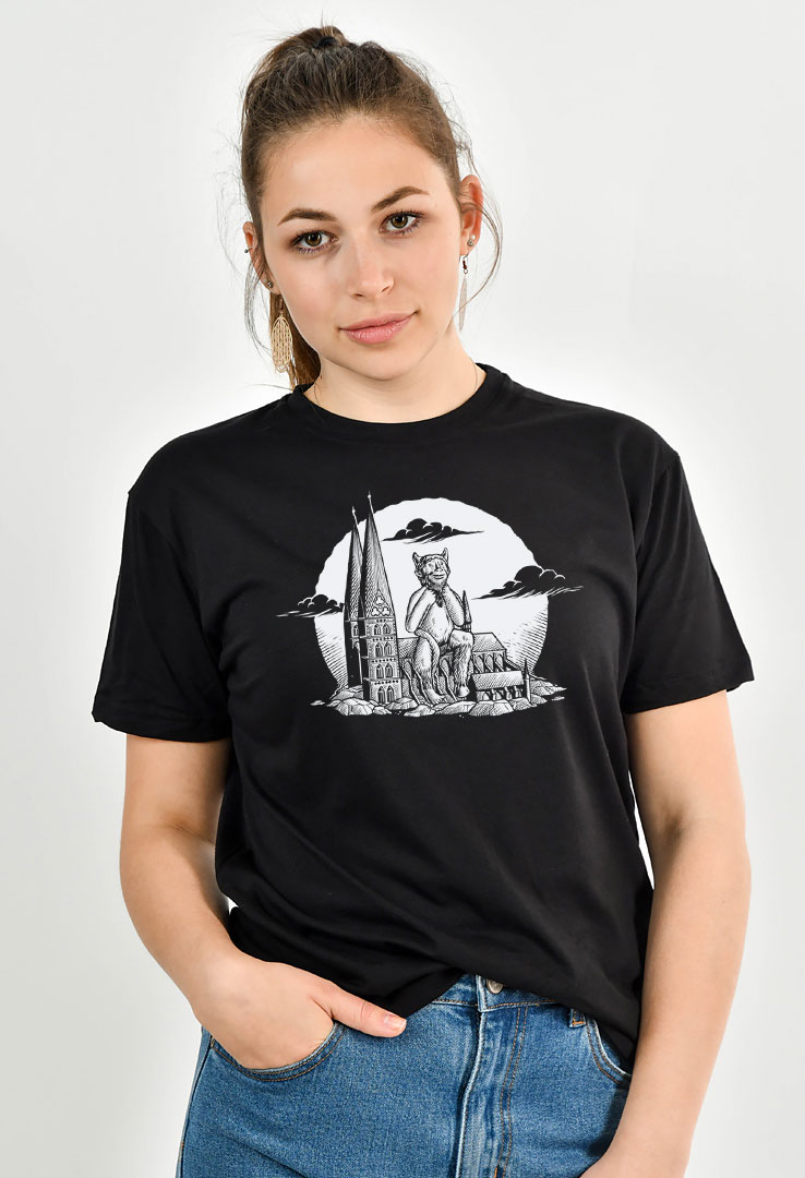 Cyroline Frauen  Print-T-Shirt Lübeck Teufel Kirche grün weiß aus Modal