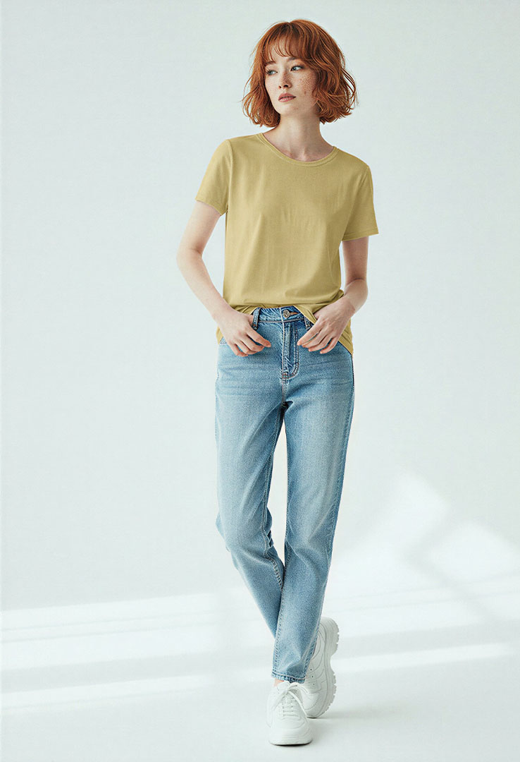nachhaltiges Frauen  Basic-T-Shirt aus Baumwolle und Modal   Hemp