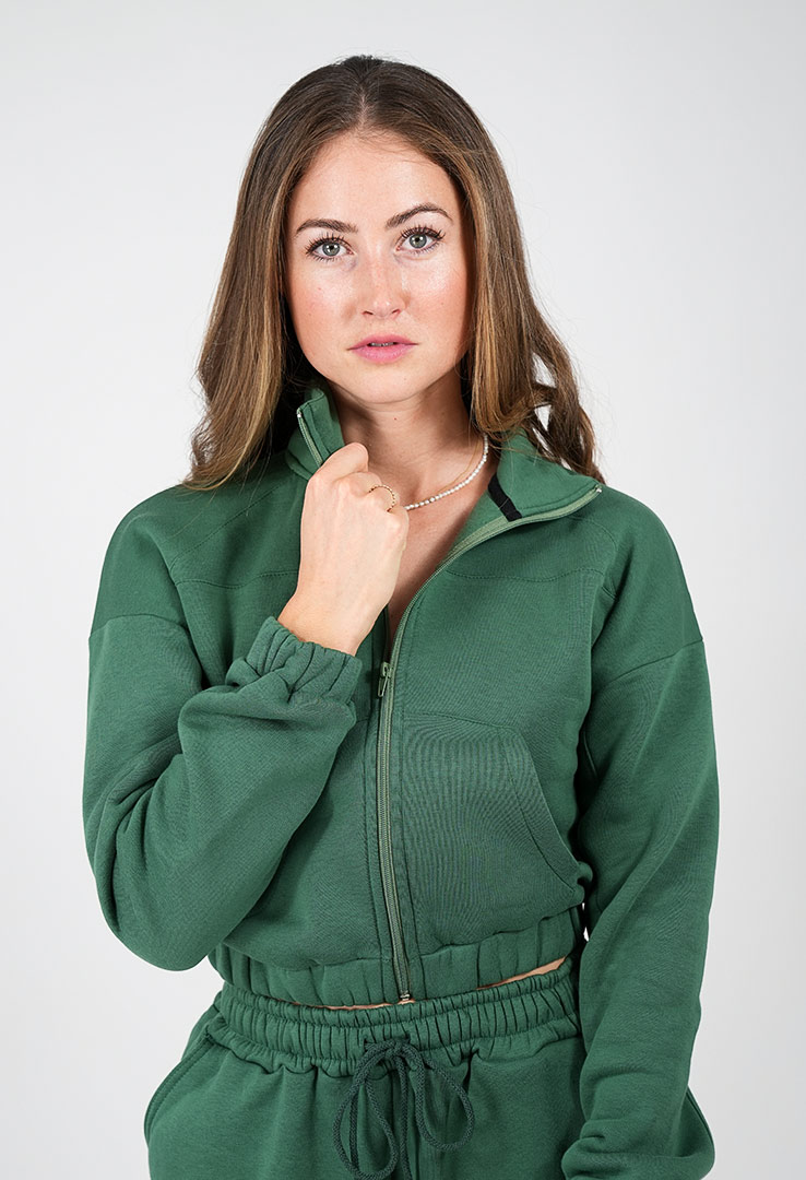 kurze Sweatjacke mit Stehkragen
