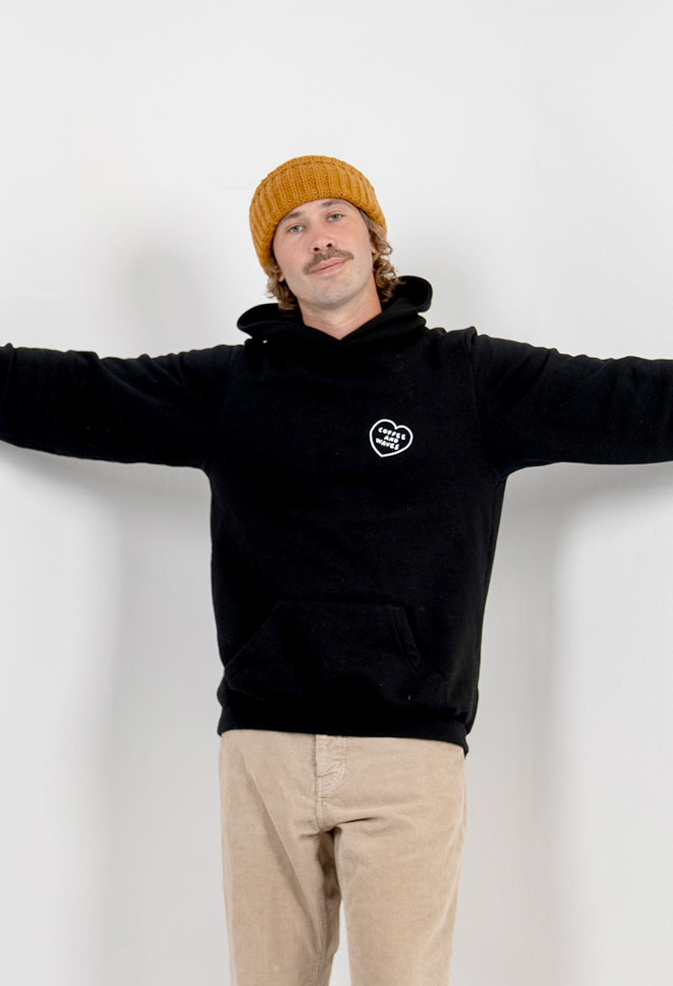 Hoodie "Coffee and Waves" in Black