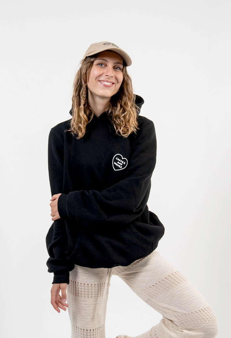Hoodie "Coffee and Waves" in Black