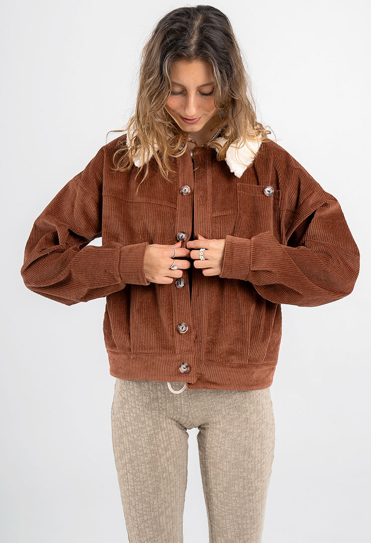 Teddy Collar Cord Jacke
