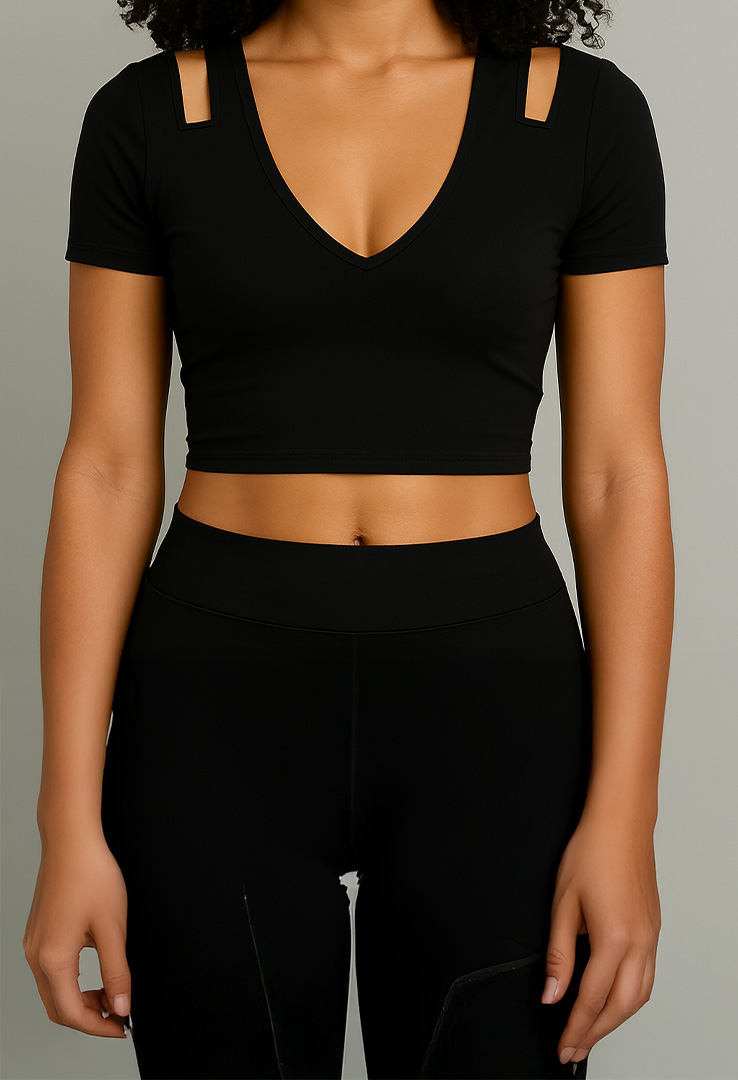 Crop Shirt mit Cut-Outs