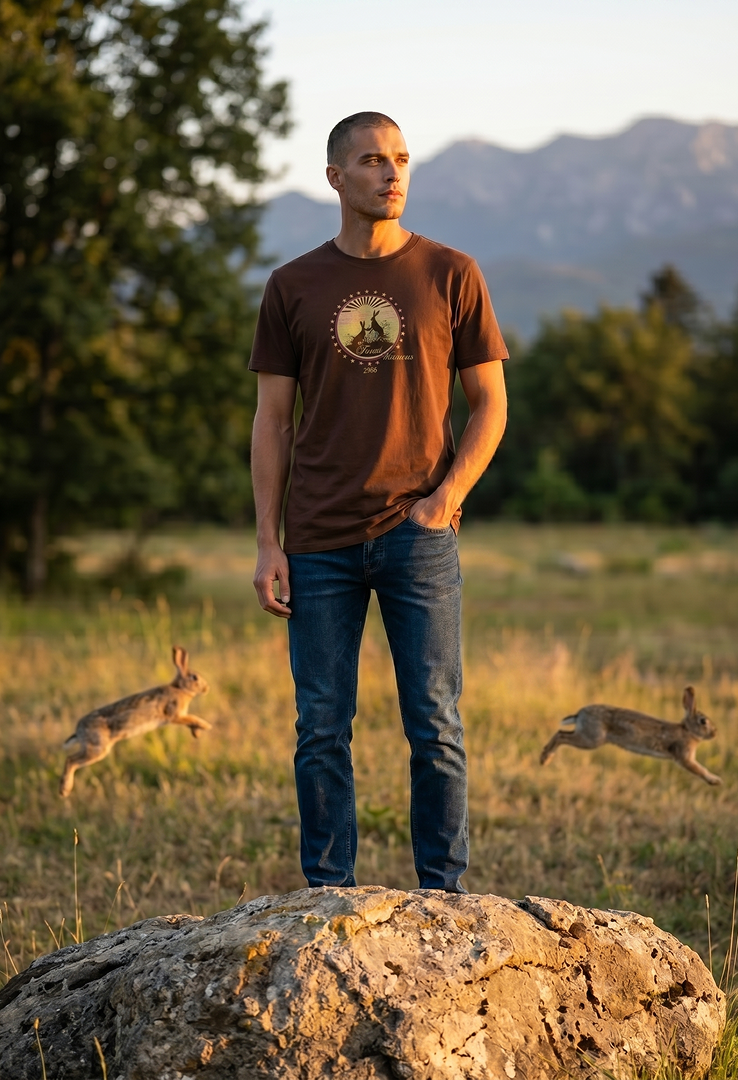 Print T-Shirt Forest Mountain Rabbit