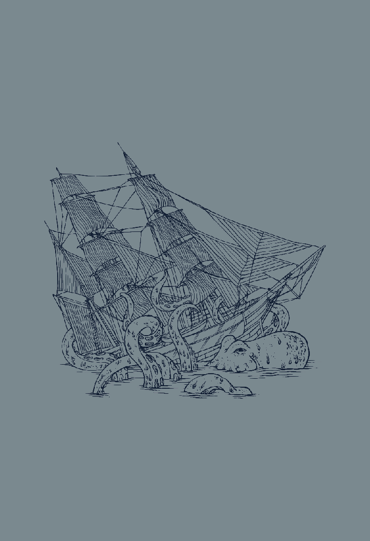 Print T-Shirt Piraten Kraken