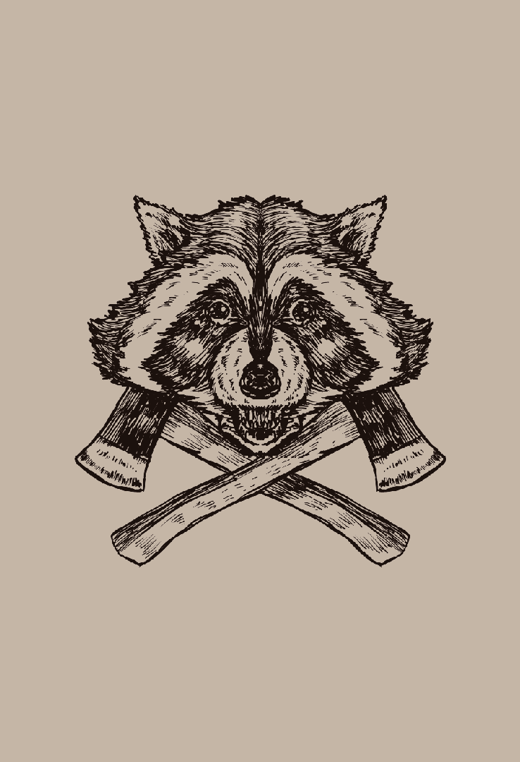 Print T-Shirt Lumber Racoon