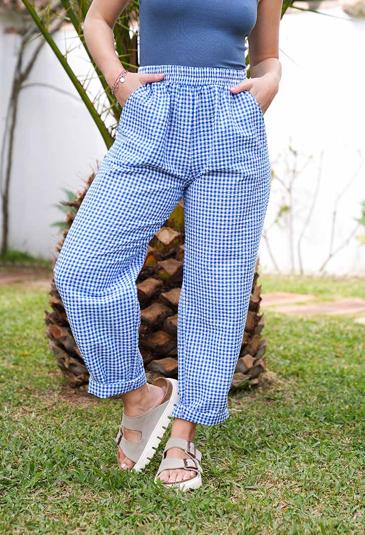 "Blue Check Flow“ Baumwollhose