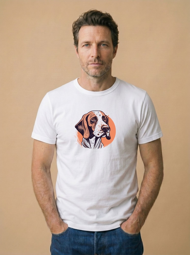 Print-T-Shirt Orange Dog aus Modal und Baumwolle