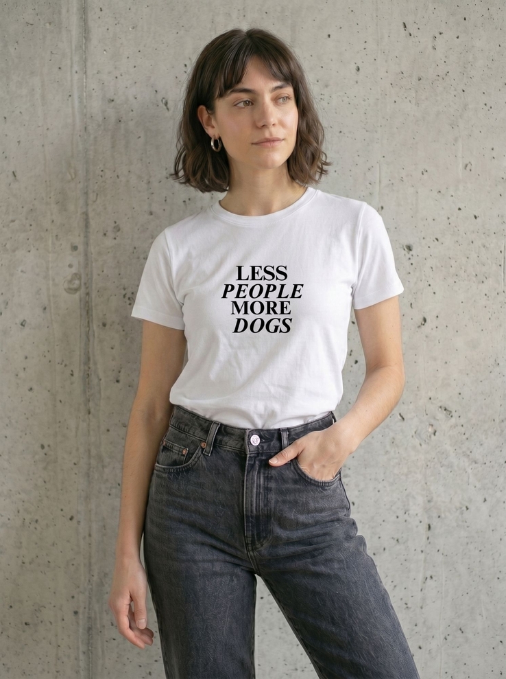 Print-T-Shirt Less People More Dogs aus Modal und Baumwolle