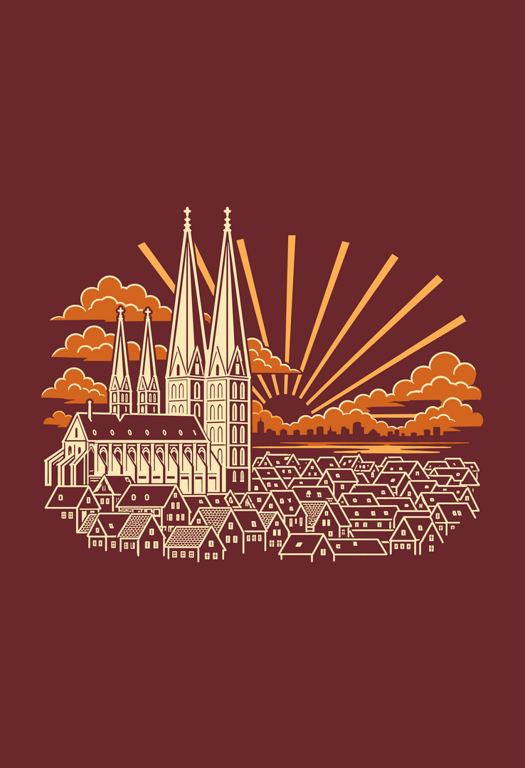 Print-T-Shirt Sonnenuntergang Lübeck