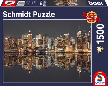 Premium Schmidt Puzzle "New York Skyline bei Nacht", 1500 Teile