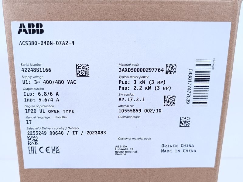 ABB ACS380 ACS380 040C 04A0 4   N Drive New