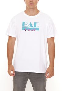 BAD+MAD Miami Tee Chemise d été pour hommes avec grande marque T-shirt en coton imprimé BMTR001 Blanc