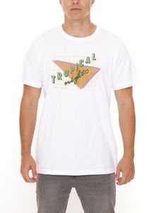BAD+MAD Rio Tee Chemise à manches courtes pour hommes avec grand imprimé sur le devant T-shirt en coton BMTR005 Blanc