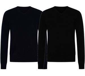 Pull col V homme KKS STUDIOS en 100% cachemire pull KK2350 marine ou noir