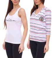 TOM TAILOR Conjunto de camiseta camisa de verano para mujer y top de algodón 34300140 blanco/azul/rojo